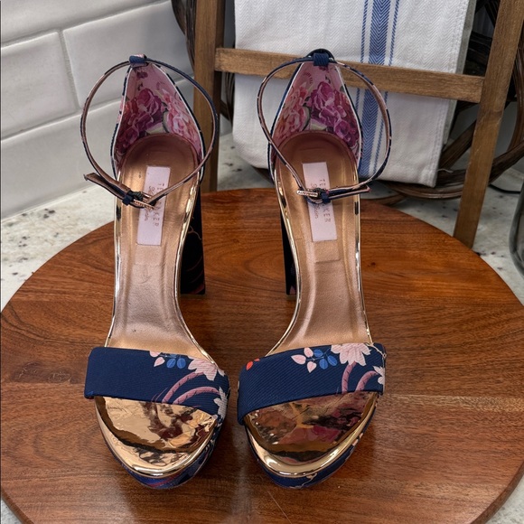 Ted Baker Shoes - Ted Baker Junaaa Jacquard Platform Sandals in Navy Chinoiserie